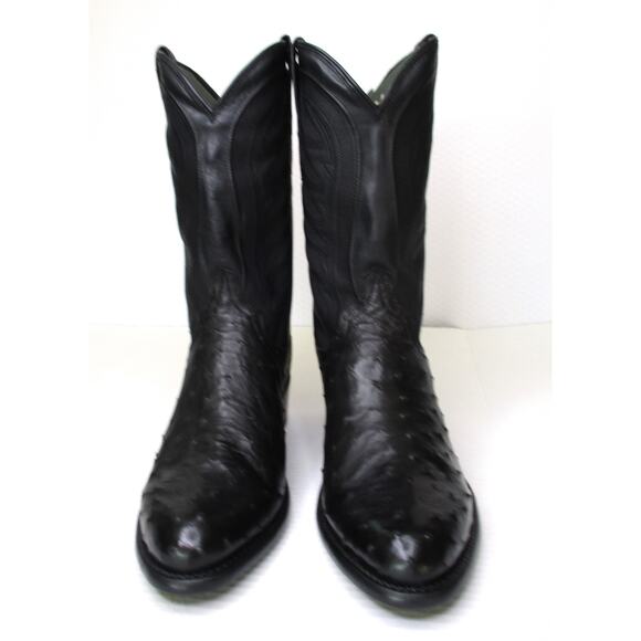 New TECOVAS The Wyatt II Midnight Ostrich Leather Men 11D Western Cowboy Boots - Picture 3 of 12